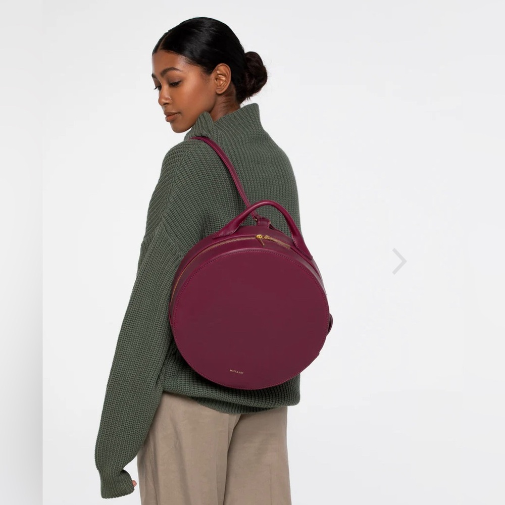 Matt & nat Kiara Vegan Round Backpack Brown Leather Tote Bag